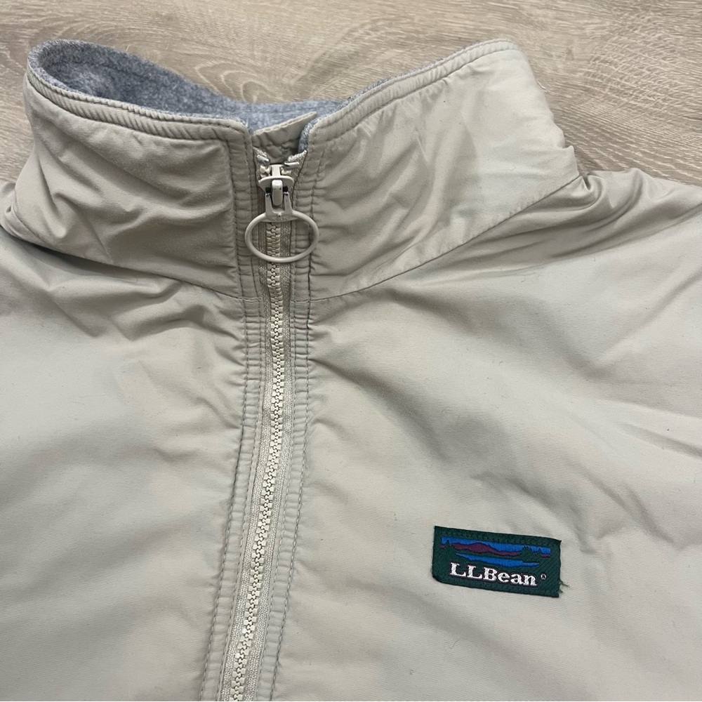 Vintage LL Bean Warm Up Jacket Womens Large Tan Fleece Lined Nylon Shell 90s